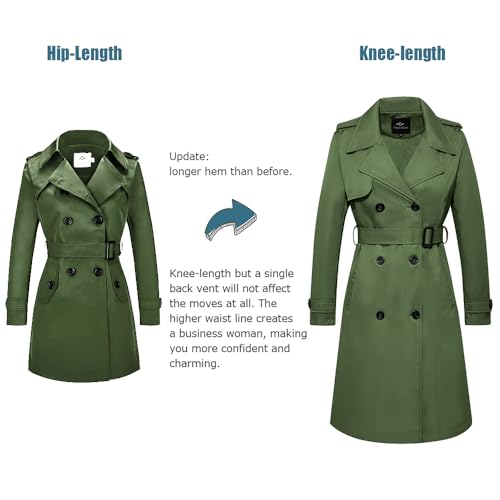 FARVALUE Women's Long Trenchcoat Double Breasted Trench Coat Water Resistant Classic Peacoat with Belt3