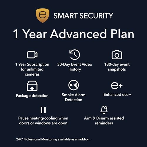 Image of ecobee Smart Security Advanced Plan 1 Year Subscription, Unlimited Cameras, 30-Day Video History, Person Detection, Package Detection, Arm and Disarm, Cancel Anytime | ecobee Smart Security Advanced Plan 1 Year Subscription