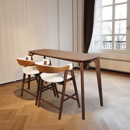 Image of CONSDAN Set of 2 Space-Saving Solid Wood Bar Chairs - Stylish Compact Design, Natural Finish for Home & Apartment