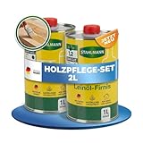 STAHLMANN® Leinölfirnis [1 L] – Holzöl farblos für Holzpflege und Holzschutz – Leinöl für Holzoberflächen wie Möbel, Türen, Zäune und Holzverkleidungen (2x 1 L)