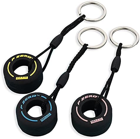 QNQA F1 Racing Tire Key Chain,Wheel Tyre Auto Keychain,Mini Cute Tire Keyring,Soft Rubber,Car Part Model Keyfob,Automotive Part Car Gift Key Ring for Men Women Auto Accessoriest,Feel (3pcs),Ø3.6×14CM