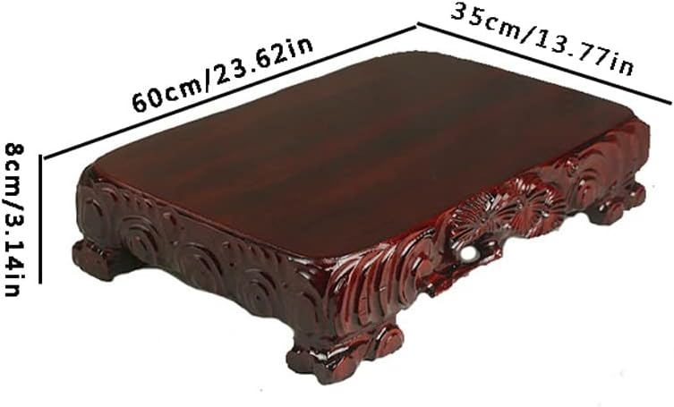 Bonsai Pedestal Vase Pedestal Stands Potted Display Stand Relief Craft Bonsai Base Ornaments Rectangular Large Base Jade Suitable for Teapot Porcelain Buddha Statues Planter Stand Plant Holder(Small)