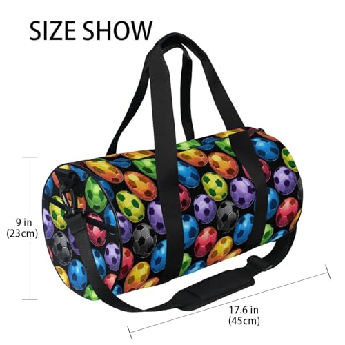 Color Football Sports Duffel Bag Large Barrel Gym Bag with Full Print Design, Adjustable Strap Spacious Storage for Workout Training Outdoor Activities and Weekend Trips4