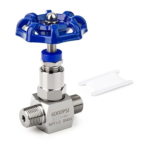 TAISHER 1PCS 304 Stainless Steel High Pressure Straight Needle Valve With Wheel Handle 1/2" Male NPT For Flow Control Water Gas Oil