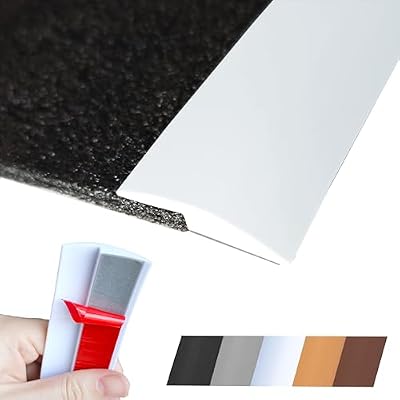 Floor Transition Strip Self Adhesive Carpet Wood Tile Vinyl Flooring Laminate Transition Cover Edge Trim Gap Doorway Threshold for Uneven Floors Heights Within 5 mm (White, 40 inches)