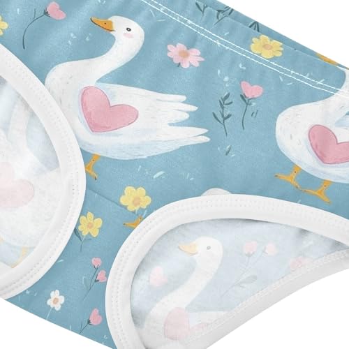 Wusikd Cute White Geese Girls' Underwear Cotton Pink Hearts Girls Briefs Soft Toddler Underwear 2T4