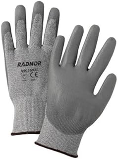 Radnor Large Gray 13 Gauge High Density Polyurethane Cut Resistant Gloves With Seamless Knit Wrist, Polyurethane Palm Coating And HPPE Shell