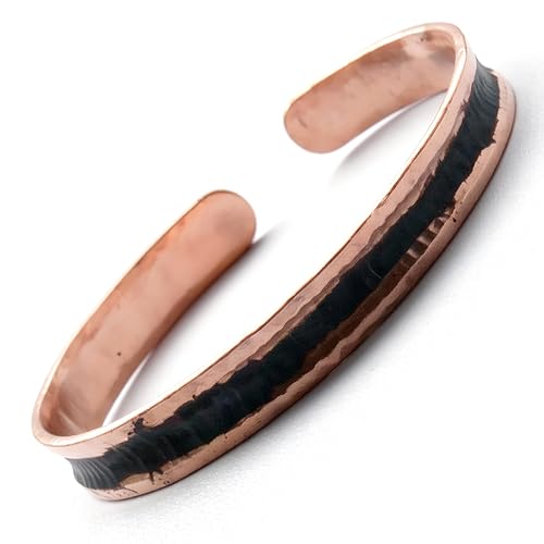 Image of Hammered Pure Copper Viking Bracelet – Rustic Hand-Forged 99.9% Solid Copper Bangle – Traditional Nordic Healing Cuff for Arthritis & Strength – Adjustable Men’s & Women’s Craft – Made in Nepal