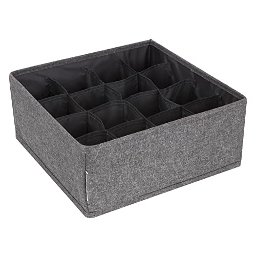 Bigso Box of Sweden Organizador de cajones grande – Caja de tela con 16 compartimentos – Práctica caja con compartimentos para la cómoda o la habitación – Ideal para objetos pequeños – gris
