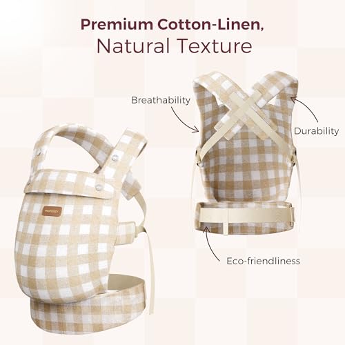 Image of Momcozy Baby Carrier - Ergonomic, Cozy and Lightweight Carrier for 7-45lbs, Effortless to Put On, Ideal for Hands-Free Parenting, Enhanced Lumbar Support, Brown Checkerboard
