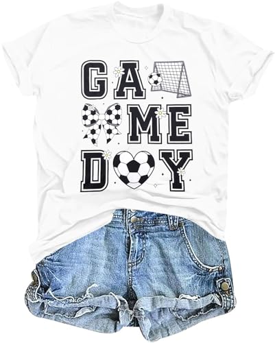 Soccer Shirts for Women Funny Soccer Mom Tshirt Game Day Graphics Tees Tops
