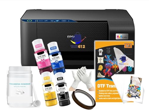 Image of Super-Tank DTF T-Shirt Printer with DTF Ink and Powder Pack for Heat Transfers, Easy Filling, Built-in Scanner and Copier- Medium DTF Conversion Printer