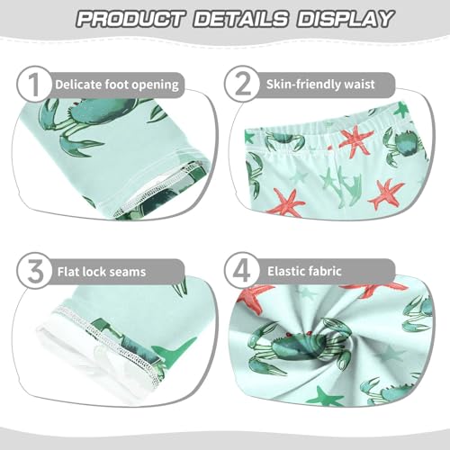 Green Crabs Girls' Leggings Toddler Doodles Red Starfishs Kids Yoga Pants Dance Active Tights 4T3