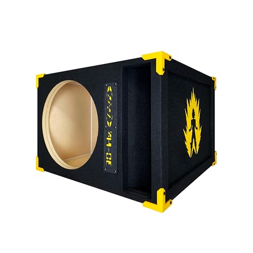 Image of 30HZ Reinforced Competition Single Ported Sub Box Sub Woofer Enclosure Speaker Box Car Audio Subwoofer Ground Shaker Box Ground-Shaker (Goku Yellow, 15 inch)