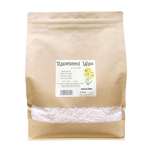 WAXIM Rapsölwachs für Kerzen 2500 g – Paraffinfreies Pflanzenwachs in Perlen, veganes Kerzenwachs, Wachskügelchen für DIY Kerzen, Naturkerzen, selbstgemachte Duftkerzen & Kerzenherstellung