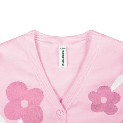 Image of BOBOYOYO Girls Cute Cardigan Cotton Girls Button Up Sweater Knit Jacket | Long Sleeve Crew Neck Kawaii Clothes for Casual School Wear