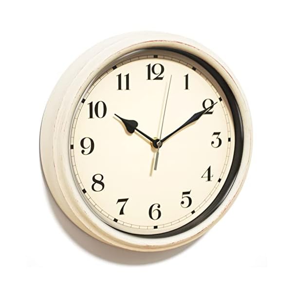 AYRELY® Wall Clock 11 Inch Silent Non-Ticking Vintage Retro Clocks Battery Operated -Analog Decorative Classic for Living Room Decor, Office, Home, Bathroom, Kitchen, Bedroom, School (White)