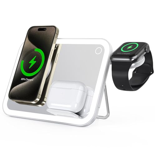 CX[d 3in1yC[d+LEDϋz Magsafep[dE Qi2F }15W 3̃foCX[Ed }`[dX^h iPhone/Apple Watch/AirpodsɑΉ