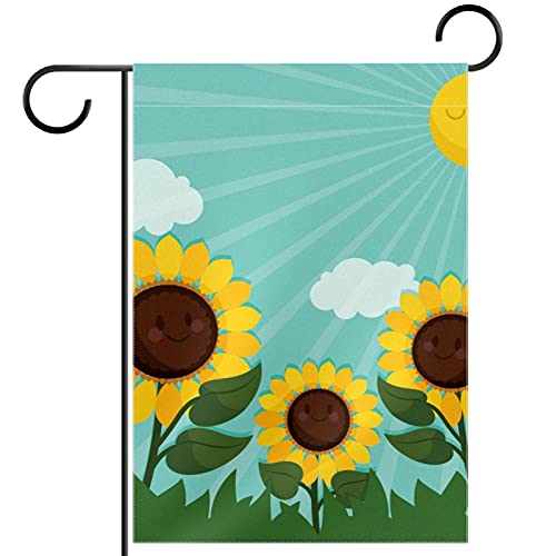 Drapeau de bienvenue tournesol double face haut de gamme pour extérieur