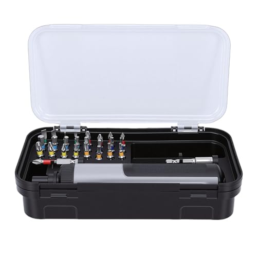 Eujgoov Destornillador Eléctrico, Inalámbrico con Puntas S2 de 24 X 25 Mm y 2 X 50 Mm, Luz LED Incorporada y 3 Configuraciones de Torque Ajustables, Batería Recargable de 2000 MAh,