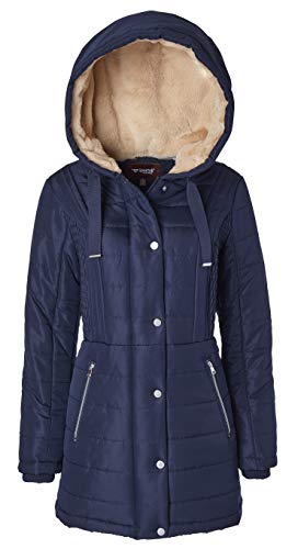 Sportoli Winter Coats for Women Hooded Quilted Puffer Jacket with Fur Collar