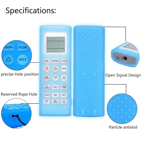 Image of Silicone Cover Compatible with LG Split /Window Inverter Air Conditioner Remote Control, Shockproof, Stylish, Easy to find in Darkness - Glow in Dark Blue-1