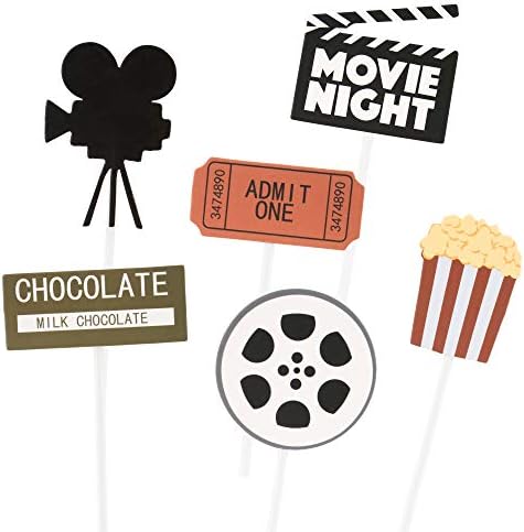 Ercadio 24 Pack Movie Cupcake Toppers Movie Night Cupcake Picks Hollywood Theme Baby Shower Birthday Party Cake Decoration