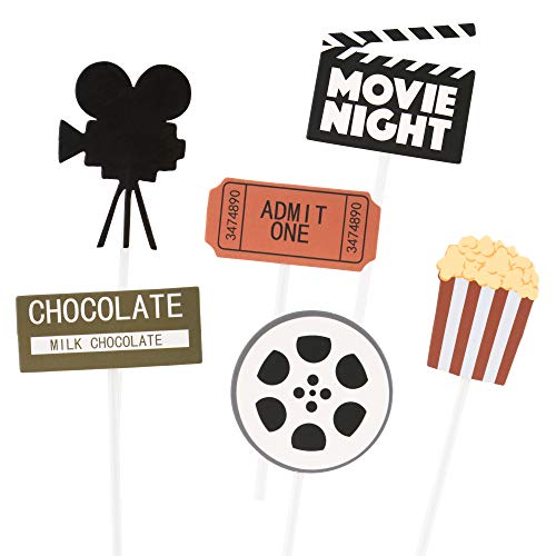 Ercadio 24 Pack Movie Cupcake Toppers Movie Night Cupcake Picks Hollywood Theme Baby Shower Birthday Party Cake Decoration #TOP21