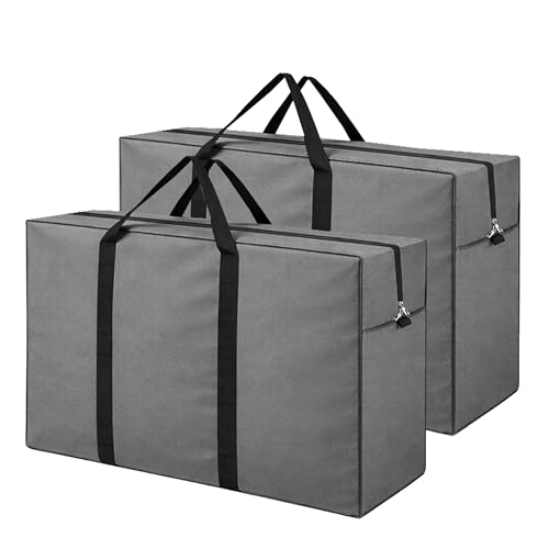 Image of Storite 2 Pack Heavy Duty 1680 Denier Nylon 158 LMulti-Purpose Moisture Proof Extra Large Toys /Stationery Paper /Blankets /Underbed Storage Bag /Moving Bags /Shifting bags(Grey, 86x54x34 cm) Rectangular