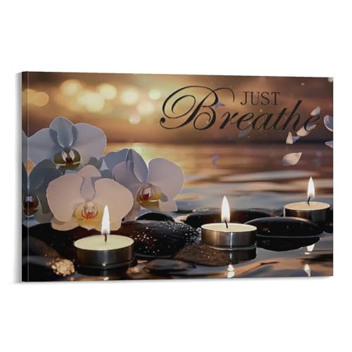 Zen Canvas Wall Art Paintings Black Stone White Candle Posters