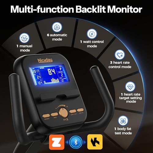 Niceday Recumbent Exercise Bike, Recumbent Bike for Home, Recumbent Stationary Bike 400LBS Weight Capacity, Magnetic Recumbent Bike with Smart APP, LCD Monitor, Heart Rate Handle - Image 5