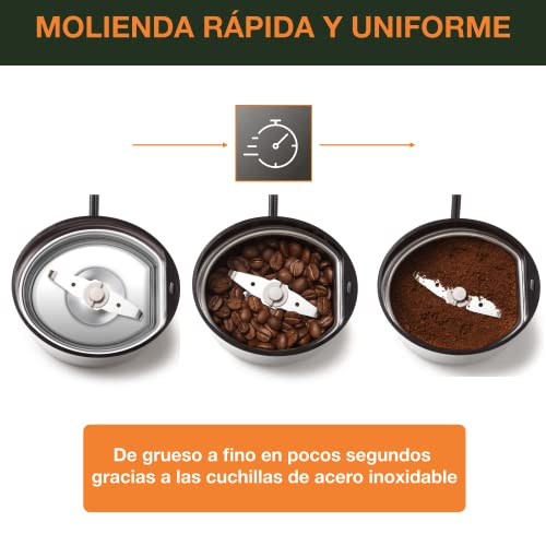 Krups Fast Touch GX204D - Molinillo de café eléctrico de acero inoxidable con 200 W de potencia, capacidad 75 gramos… - Imagen 6