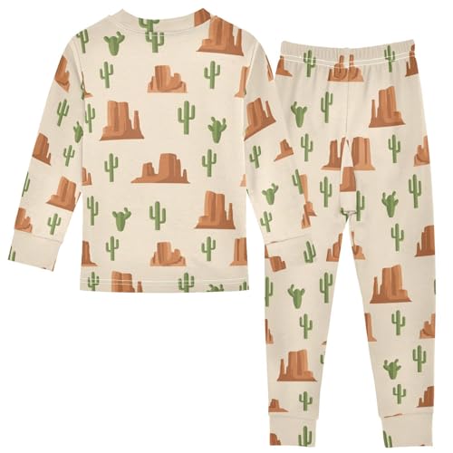 Pajama Sets Long Sleeve Desert Landscape Cacti Soft Comfy Sleepwear 2 Piece PJS 3-8T3