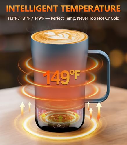 Image of Self-Heating Coffee Mug, 14oz Heated Coffee Mug - Rechargeable Temperature Control Coffee Mug Keep Coffee Hot, Smart Mug Great Gift for Coffee Lovers & Slow Sippers