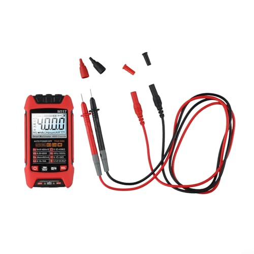 Multímetro digital M117 con detección de voltaje NCV, protección inteligente de fusibles y linterna dual para mantenimiento eléctrico (rojo)