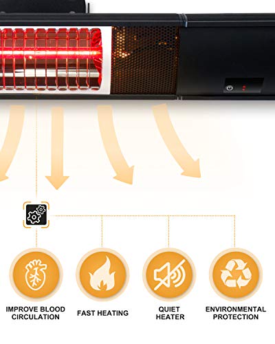 Star Patio Electric Patio Heater with Remote, Wall Mounted, Indoor/Outdoor Heaters, Space Heater, Infrared Heater, Garage Heater, Outdoor Heaters for Patio, Classic Black, STP1580-WM-RM