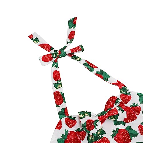 KISSOURBABY Girls 50s Sweetheart Vintage Flower Swing Straps Prom Dress with Polka Dots 3-11Years4