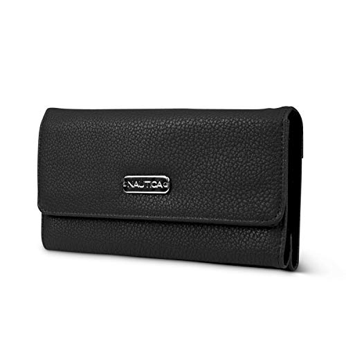 Image of Nautica Money Manager Womens Slim RFID Blocking Wallet, Small Bifold Credit Card Holder with Zipper Coin Pocket and ID Window