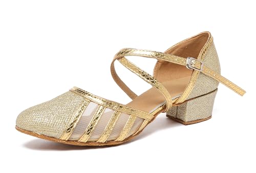 Womens Low Heel Dancing Shoes T-Strap Latin Pumps Party Wedding Heels X2040