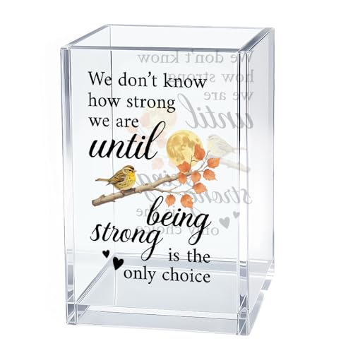 Image of Mental Health Acrylic Pen Pencil Holder for Desk Makeup Organizer (Transparent18)