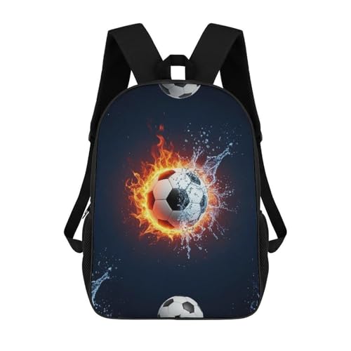 Compact Anti-Theft Urban Backpack for City Travel, Lightweight Secure Daypack for Men & Women, Sightseeing, Water Fire Soccer Football Bookbag