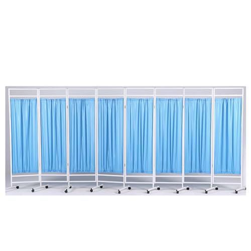 6Ft Medical Privacy Screen,3-8 Panels Mobile Privacy Screen,Folding Room Seperating Divider Temporary Fence with Wheels for Beauty Salons Clinic Office(Blue,8-Panel)