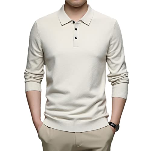 Pull en tricot contre le froid de l'hiver avec col rabattable chaud beige XXL