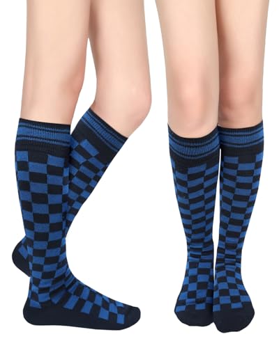 Image of Benefeet Womens Knee High Striped Checkered High Knee Socks Cotton Long Sports Tube Socks