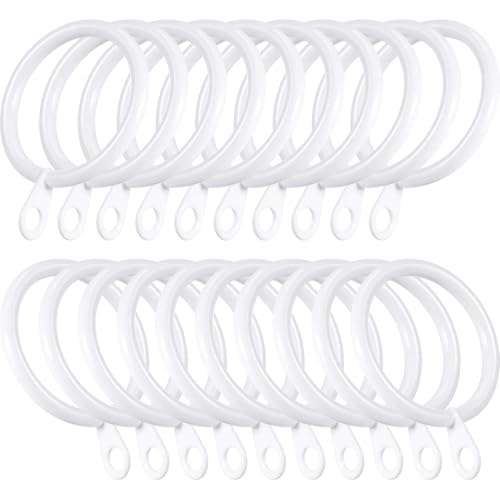 Shappy 20 Packs Metal Drapery Curtain Rings Hanging Rings for Curtains and Rods, Drape Sliding Eyelet Rings 30 mm Internal Diameter(White)