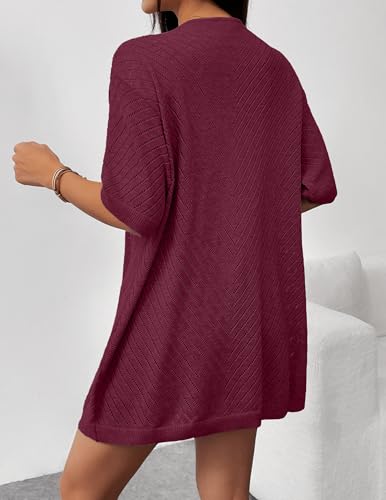 Image of Zeagoo Lightweight Summer Cardigan for Women Short Sleeve V Neck Crochet Kimonos Loose Open Front Hollow Out Cover Ups