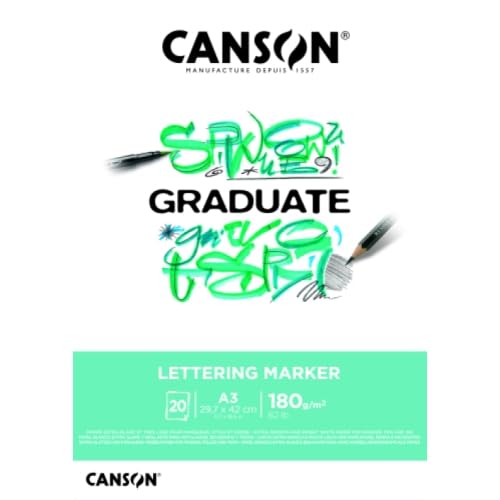 Lot de 5 Bloc 20 feuilles Canson® Graduate Lettering Marker A3 180g/m², très lisse extra blanc