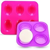 Detalles del tamaño: el molde de cemento redondo de 4 cavidades mide aprox. 16,2 x 16,2 x 2,5 cm/ 6,38 x 6,38 x 0,1 pulgadas, y el molde de roca de forma ovalada de silicona de 6 cavidades mide aproximadamente 24,8 x 22,5 x 3,2 cm/ 9,76 x 8,86 x 1,26 pulgadas