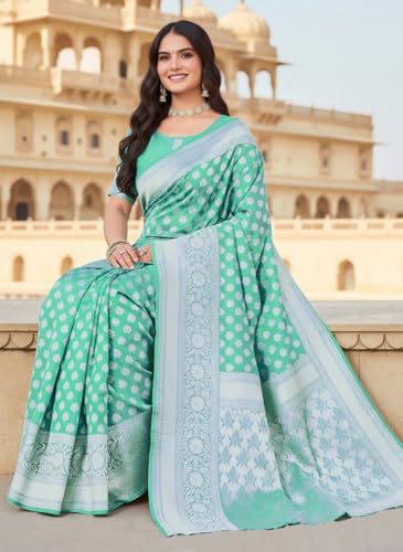 Image of Glory Sarees Women's Woven Pure Soft Kanjivaram Silk Saree Banarasi Style With Blouse Piece for Wedding