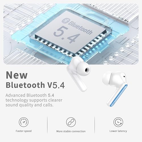 Image of Wireless Earbuds, 2026 Bluetooth 5.4 Ear Buds in Ear with 4 ENC Noise Cancelling Mic, New Wireless Earphones HiFi Stereo Deep Bass 40H Playtime, In-Ear Bluetooth Earbuds LED Display IP7, Lake Blue